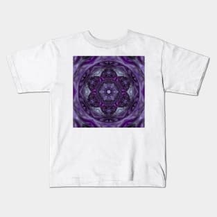 pastel pink and purple hexagonal floral patterned design Kids T-Shirt